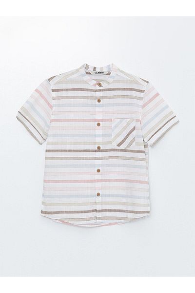 LC Waikiki LCW Kids - Ροζ ριγέ πουκάμισο με κοντό μανίκι για αγόρι