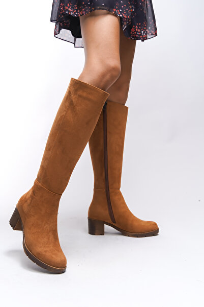 Riccon Dámské boty na podpatku Hioverra - Tan Suede 0012745