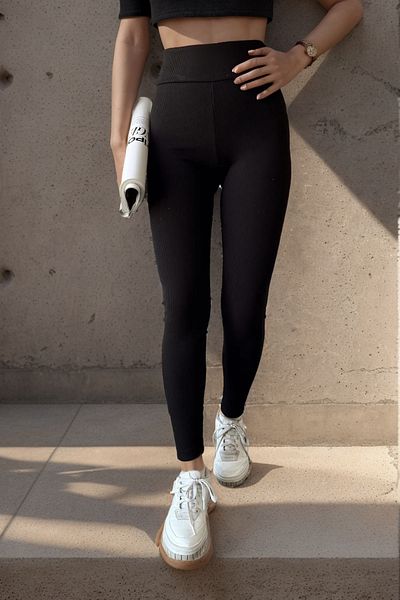 Loomora Black High Waist - Winter Flexible and Comfortable Fleece Gathering Leggings