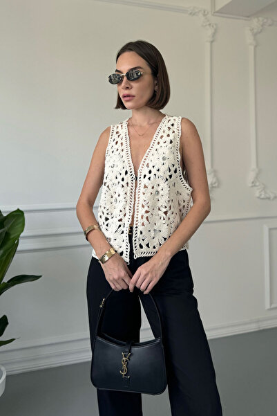 MAGARDE Mercerized Stone Embroidered Vest - Stone