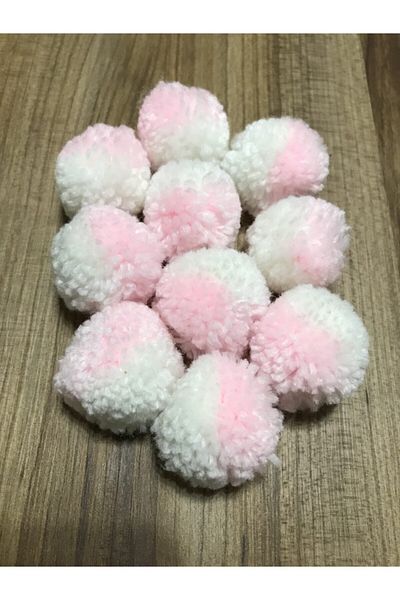 Kartopu Twin Wool Pompon 10 τεμαχίων Χρώμα: λευκό/ανοιχτό ροζ