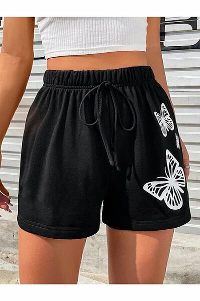 DAXİS Sportwear Company Pantaloni scurti negri pentru damă - imprimați