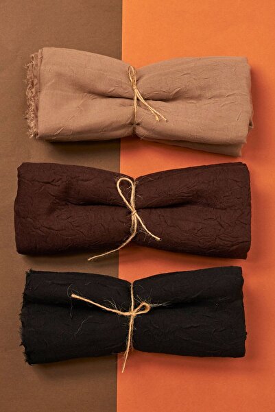 Organic Scarfs Tesettür Hijab Kadın Bambu Kraş Şal Modeli-3'lü Set