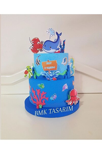 bmk tasarım Srećna torta sa ribicama (plava)