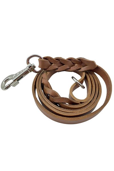 Rebel Dog Premium Genuine Leather Knitted Dog Walking Strap, Dog Collar, Walking Oil Leather, 150x1.4cm