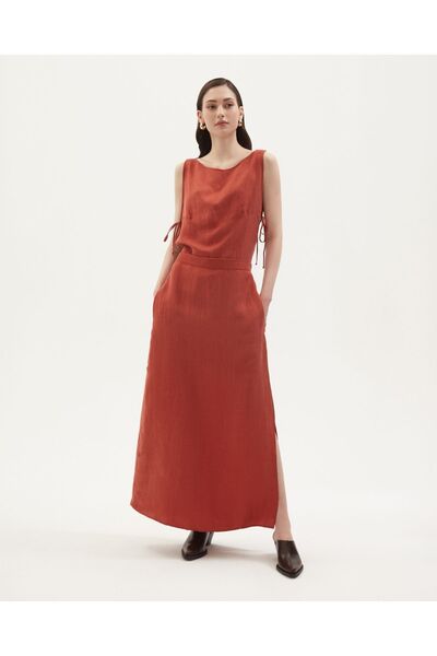 Towdoo Αμάνικο μπλουζάκι Poppy Linen Cupro με πλαϊνά κορδόνια