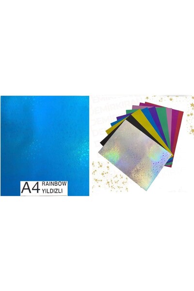 Polin A4 Rainbow Yıldızlı 10 Renk Elişi Kağıdı10'lu Paket