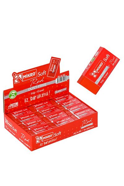 Mikro Eraser Soft Red 2b-24rd (Pack of 24)