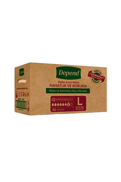 Depend Kadın Emici Külot Büyük Boy (L) 30’lu (2 Paket 60 Adet)
