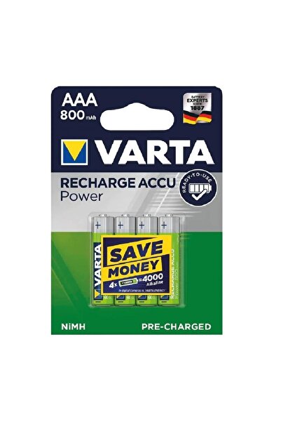 Varta 800mah Aaa Şarj Edilebilir Ince Kalem Pil 4'lü Paket