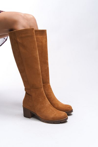 Riccon Hioverra Γυναικείες μπότες με τακούνι - Tan Suede 0012745