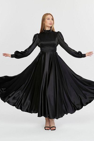 Asees Σατέν Φόρεμα Hijab - Δέσιμο στο πλάι