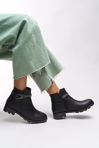 Riccon Aanrelle Kadın Taş Detaylı Bot 0012103 Siyah Cilt