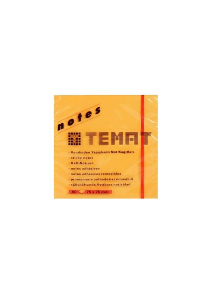 Temat Adhesive Note Paper(12 PIECES)phosphororange 75x75 Mm