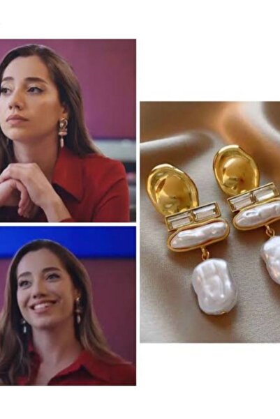 zeynep Z&D Accessory Barok İnci Kızılcık Şerbeti Görkem Küpesi