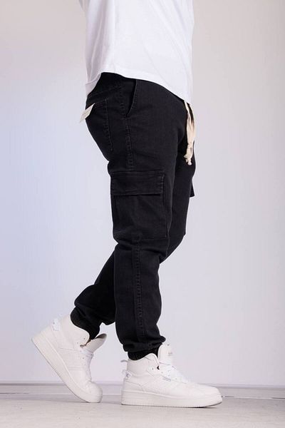 tinyteenything Men's Lycra Comfortable Elastic Waist Cargo Pocket Jeans