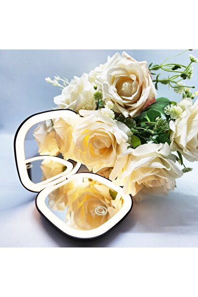 Megslife Led Işıklı - Siyah Makyaj Aynası - Yakınlaştırma Özellikli , Cep, Ça...