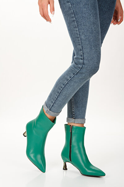 L&L İnce Topuklu Yeşil Fantazi Kadın Bot