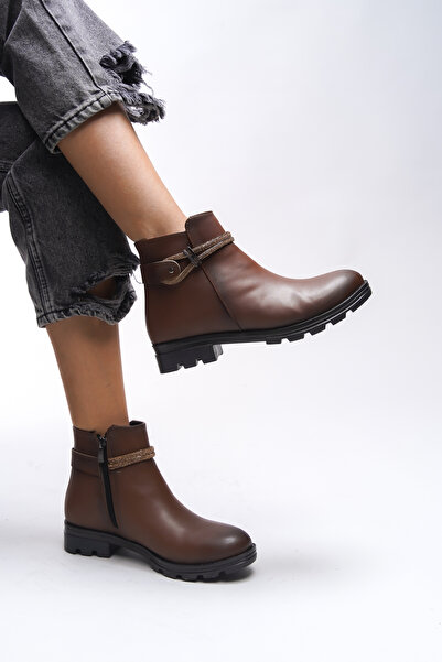 Riccon Aanrelle Kadın Taş Detaylı Bot 0012103 Taba Cilt