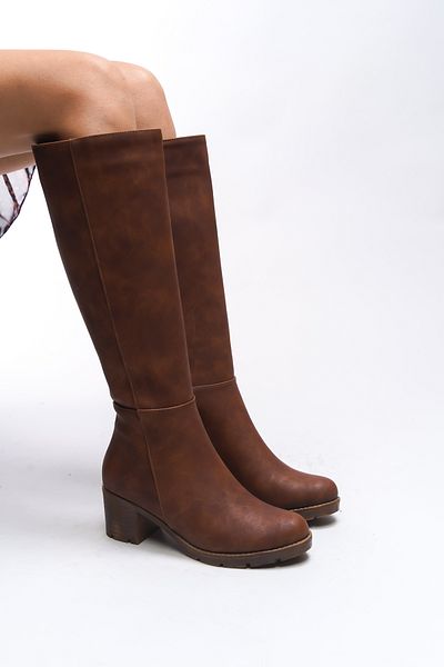 Riccon Hioverra Matte Tan Damenstiefel mit Absatz - 0012745