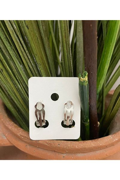 1PARÇAMAVİ Non-Perforated Compression Children's Earrings with Polka Dot Clip