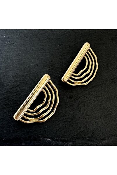 neslyaccessories Geometrik Şekilli Gold Plaka Küpe
