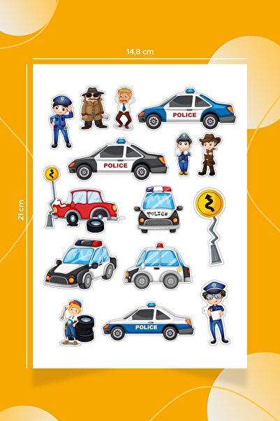 ON6REKLAM Çocuklar İçin Özel Kesimli Polis Stickerları