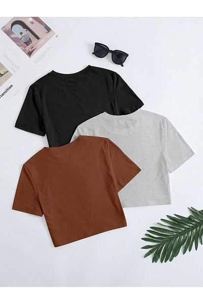 DAXİS Sportwear Company Tricou crop 3 piese pentru femei - DAXİS Sportwear Company