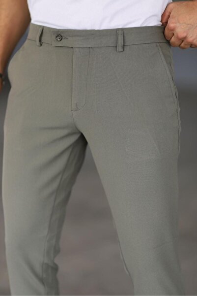 Mamlay Ανδρικό υφασμάτινο παντελόνι ελαστικό Lycra Olive Quality - Μήκος Αστραγάλου