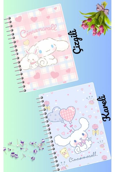animeandyourworld Cinnamaroll defter seti 2 adet A4 boyutu 21*30 çizgili + ka...