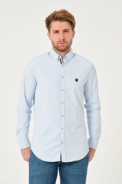 Catto Peak Cămașă Oxford albastră cu o formă obișnuită