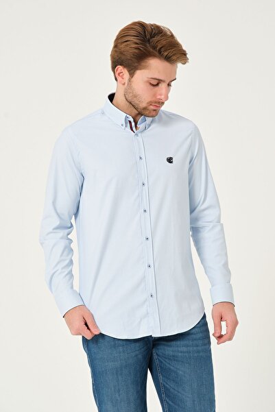Catto Peak Cămașă Oxford albastră cu o formă obișnuită