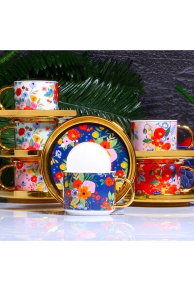 Kosova Züccaciye KOSOVA ZÜCCACİYE FLOWERS FİNCAN TAKIMI
