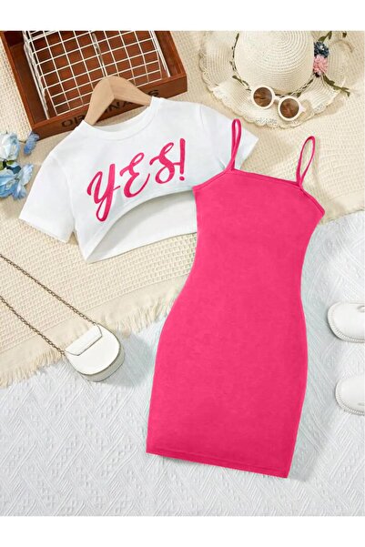 Keywest Kız Çocuk Yes  Baskılı Crop T-shirt Elbise