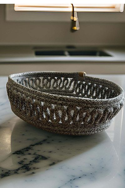 Evrimax Bread Basket Gray Wicker Bread Basket Detailed Embroidered Luxury Bread Basket