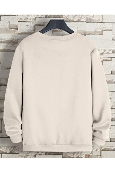 CAMİNHO DA LUA Unisex Bay-Bayan Baskısız Oversize Renkli Bisiklet Yaka Sweatshirt