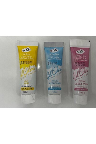Dr. Gusto 3'lü Jel Gıda Boyası 100 Gr Sarı-bebek Mavisi-bebek Pembesi