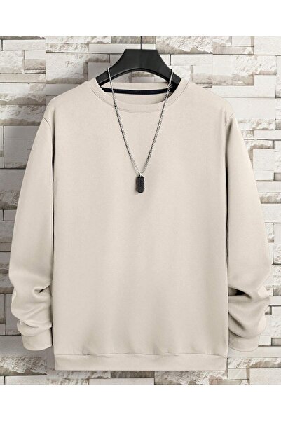 CAMİNHO DA LUA Unisex Bay-Bayan Baskısız Oversize Renkli Bisiklet Yaka Sweats...