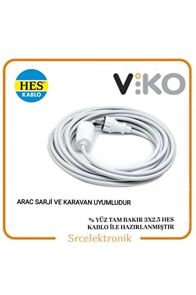 VİKO 10 Metre Topraklı Uzatma Seyyar HES  Kablolu Askılı ( 3x2.5 % YÜZ TTR TA...