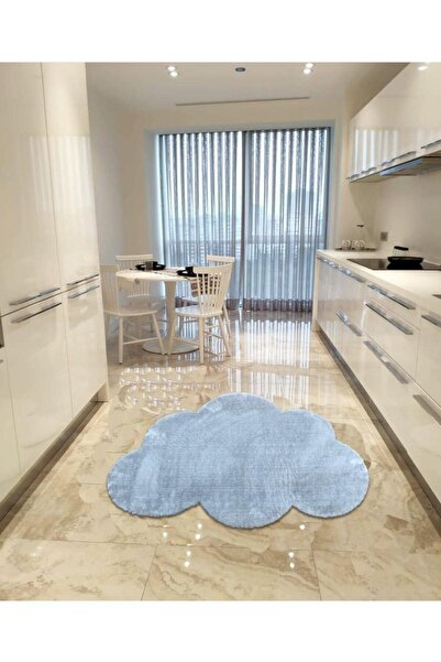 Balat Halı Dekoratif Açık Gri Peluş Yumuşak Bulut Desen Halı