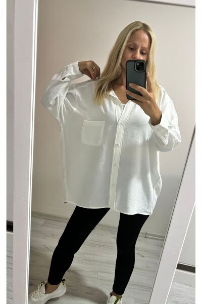 Garamak Basic Salaş Oversize Gömlek Beyaz