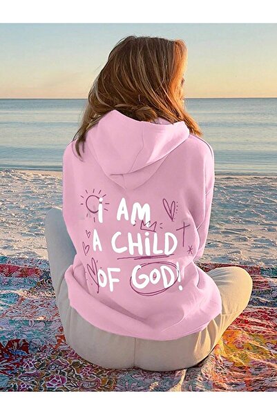 over head oh I Am Child Štampano Pink Oversize kroj Hoodie - 3-thread sweatshirt
