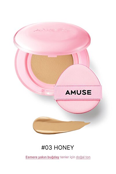 Amuse Dew Power Vegan Cushion Spf 50 Pa (KORENDY) Centella Ve Peptitli Parlak Bitişli 15g #03 Honey
