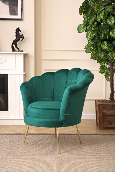 LOVİSSE HOME Yeşil Papatya Berjer - Istiridye Alaçatı Tekli Koltuk - Ofis, Be...