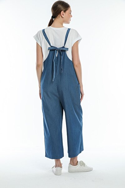 Pitti Women's Navy Blue Slim Jeans Jumpsuit 40219