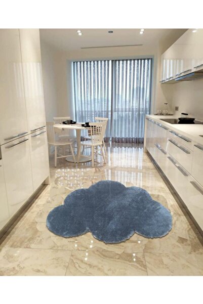 Balat Halı Dekoratif Koyu Gri Peluş Yumuşak Bulut Desen Halı