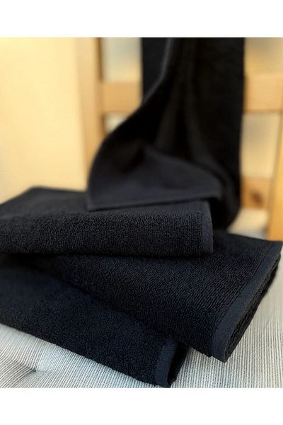 CottonTherapy Eco Σετ 4 Μαύρες Πετσέτες 50x80 cm 100% Βαμβάκι