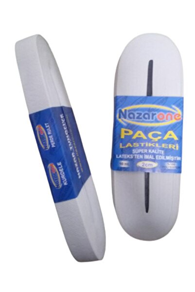 Nazarone Yassı Lastik Bel Paça Lastiği Beyaz 2 cm Eninde 10 mt