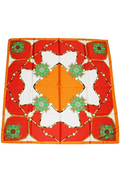 TikiTonki Geometrik Desenli Kare Dizayn Çok Renkli Eşarp - 90x90