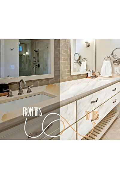 Kyrotech 1 Metre Beyaz Mermer Desenli Kendinden Yapışkanlı Folyo Duşakabin Fayans Kaplama Banyo Dekorasyonu